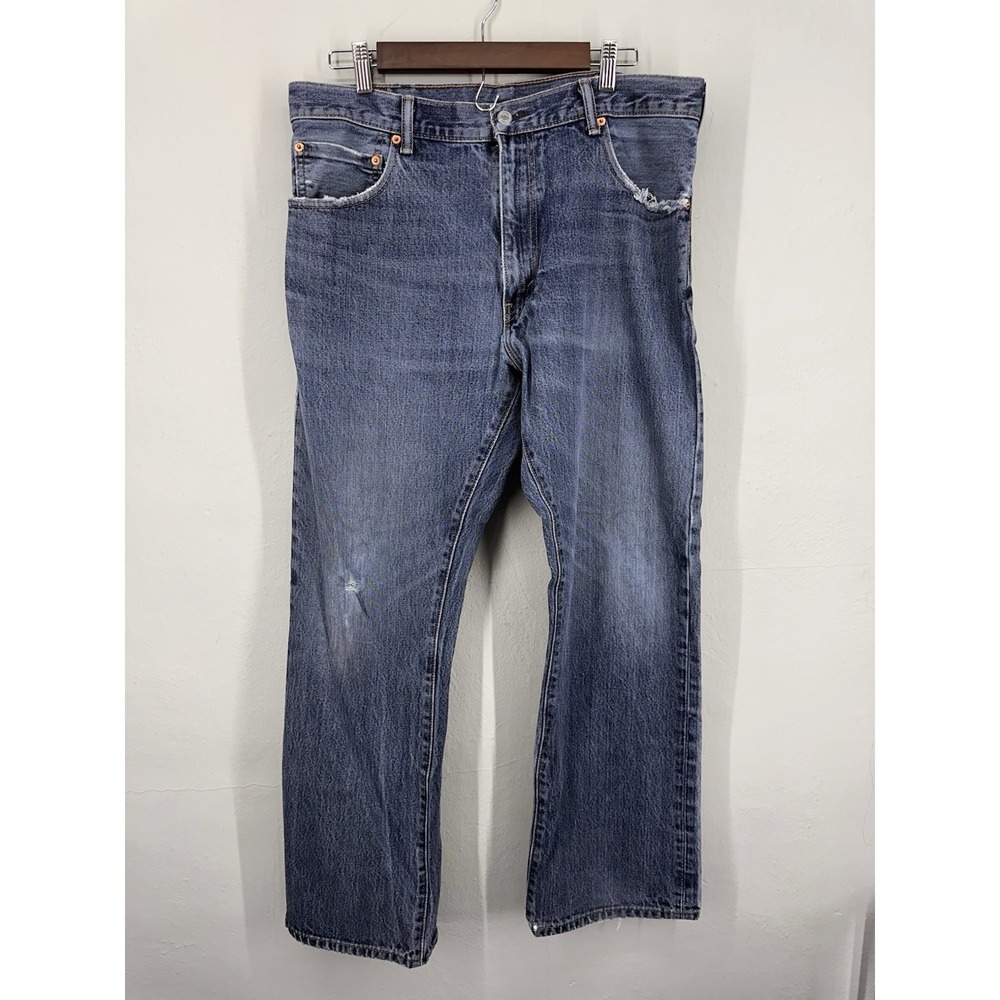 Levis 517 Jeans Mens 36x32 Blue Denim Bootcut Cowboy Light Workwear Distressed